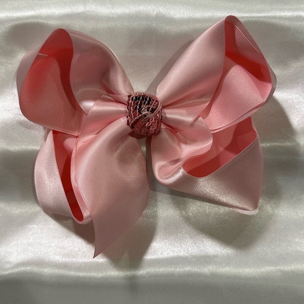 Large Pink Satin Hair Bow- bundle 2+ and save on Shipping